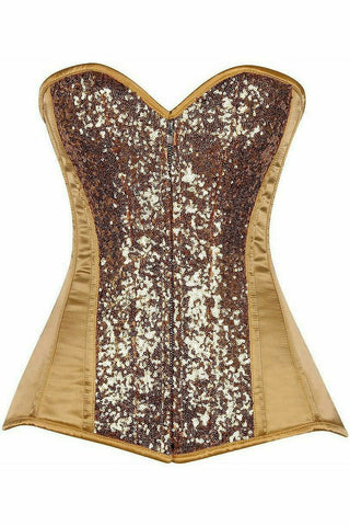 Top Drawer Gold Sequin Steel Boned Corset - Daisy Corsets