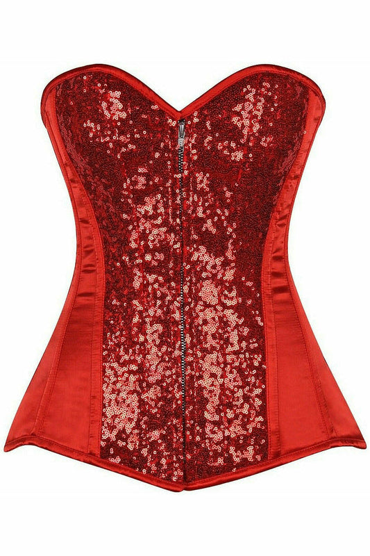Top Drawer Red Sequin Steel Boned Corset