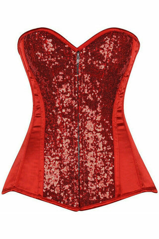 Top Drawer Red Sequin Steel Boned Corset