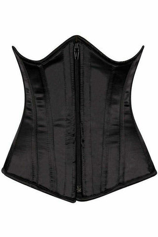 Top Drawer Black Satin Underbust Steel Boned Corset - Daisy Corsets