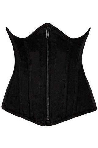 Top Drawer Black Cotton Underbust Steel Boned Corset - Daisy Corsets