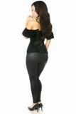 Top Drawer Black Velvet Off-The-Shoulder Steel Boned Corset - Daisy Corsets