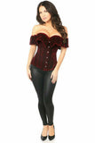 Top Drawer Dark Red Velvet Off-The-Shoulder Steel Boned Corset - Daisy Corsets