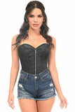 Top Drawer Black Satin Steel Boned Corset - Daisy Corsets