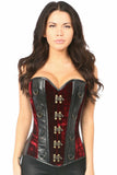 Top Drawer Red Velvet & Faux Leather Steel Boned Corset