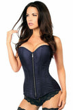 Top Drawer Navy Blue Brocade Steel Boned Corset - Daisy Corsets